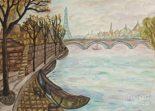 Art Art Print featuring the painting Paris, watercolours by Irina Afonskaya