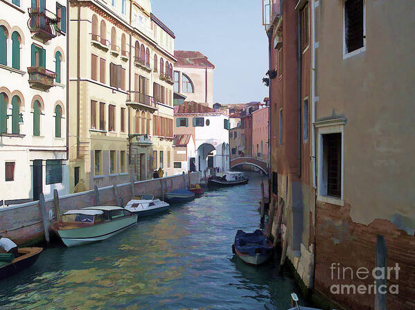 Canals Art Print featuring the photograph Parked in Venice by Roberta Byram