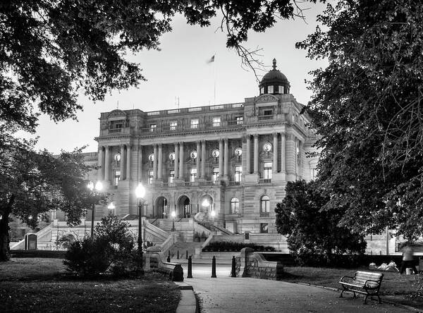 Library Of Congress Art Print featuring the photograph Path To The Library In Black and White by Greg and Chrystal Mimbs