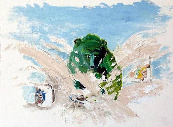 Bear Art Print featuring the painting Pea as in Porridge by Chris Walker