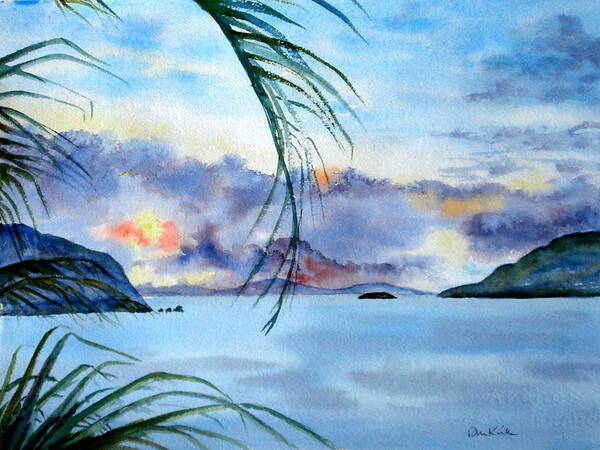 Sunset Art Print featuring the painting Peace in the Caribbean by Diane Kirk