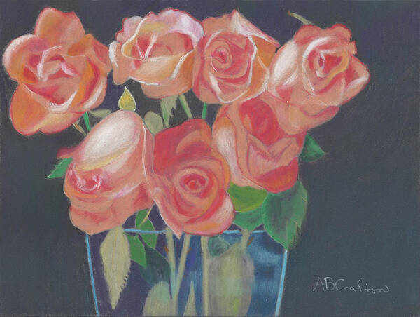 Roses Art Print featuring the pastel Peachy Glow by Arlene Crafton
