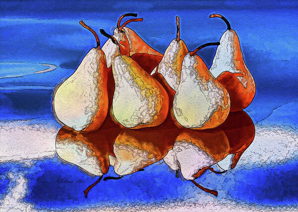 Pears Art Print featuring the digital art 7 Golden Pears by OLena Art by Lena Owens - Vibrant Design and