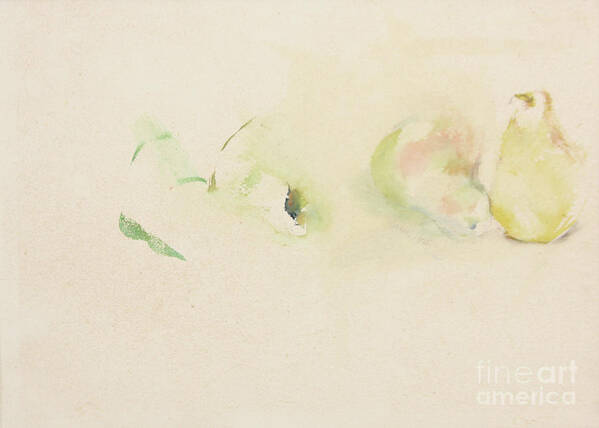 Watercolor Painting Art Print featuring the painting Pears Two by Daun Soden-Greene