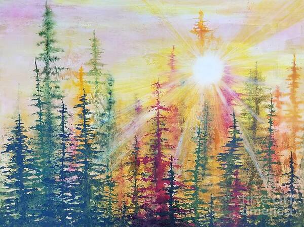 Sunshine Art Print featuring the painting Peeking into Heaven 2 by Lisa Debaets