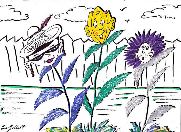 Comic Art Print featuring the drawing Personality Garden by Iris Gelbart