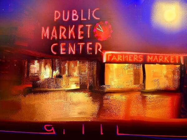 Seattle Art Print featuring the painting Pike Place Market by Lee Gallaher
