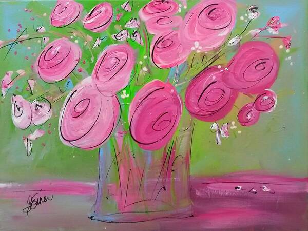 Flower Art Print featuring the painting Pink Posies by Terri Einer