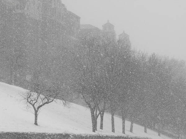 Kcmo Art Print featuring the photograph Plaza Impressionism with KC Snow by Michael Oceanofwisdom Bidwell