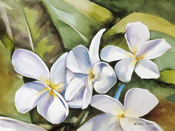 Among Art Print featuring the painting Plumeria II by Han Choi - Printscapes