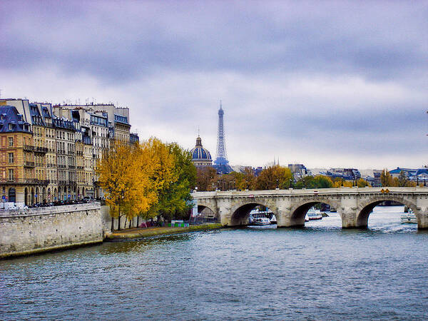 Pont Art Print featuring the photograph Pont Neuf View of Eiffel Tower by Robert Meyers-Lussier
