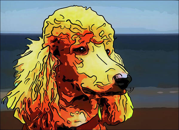 Poodle Art Print featuring the digital art Poodle by Alexey Bazhan