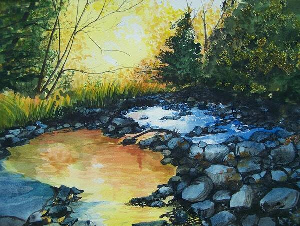 Landscape Art Print featuring the painting Pool of Gold by Lynn Babineau