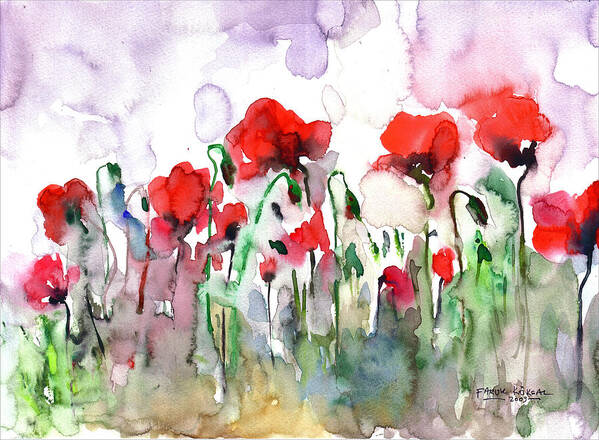 Poppies Art Print featuring the painting Poppies by Faruk Koksal
