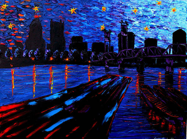  Art Print featuring the painting Portland Starry Night #6 by James Dunbar