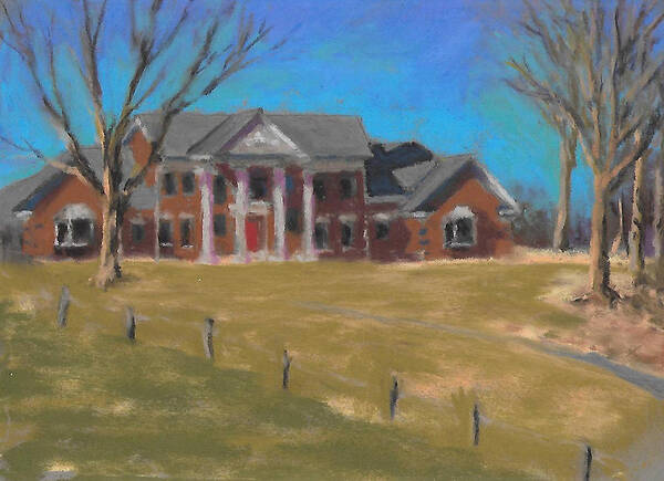 Painting Of A Country Estate Home Art Print featuring the painting Portrait of a Country Estate Home by Terri Meyer