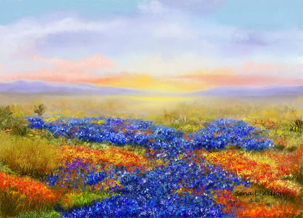 Prairie Art Print featuring the painting Prairie in Bloom by Sena Wilson