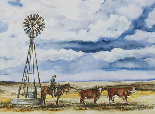 Cattle Art Print featuring the painting Preg Check by Laurie Tietjen