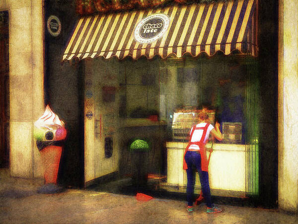 Cafe Art Print featuring the photograph Preparing the ice cream shop by Peter Hayward Photographer