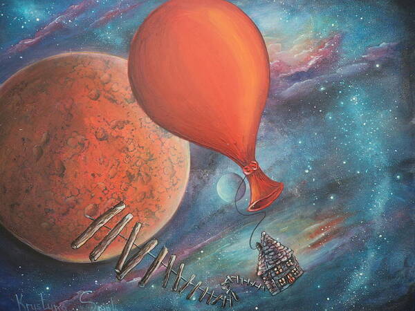 Balloon Art Print featuring the painting Preparing To Land by Krystyna Spink