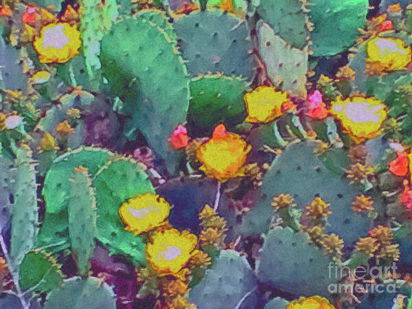 Prickly Pear Cactus 2 Art Print featuring the painting Prickly Pear Cactus 2 by Two Hivelys