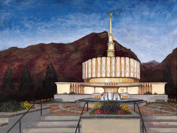 Temple Art Print featuring the painting Provo Temple by Jeff Brimley