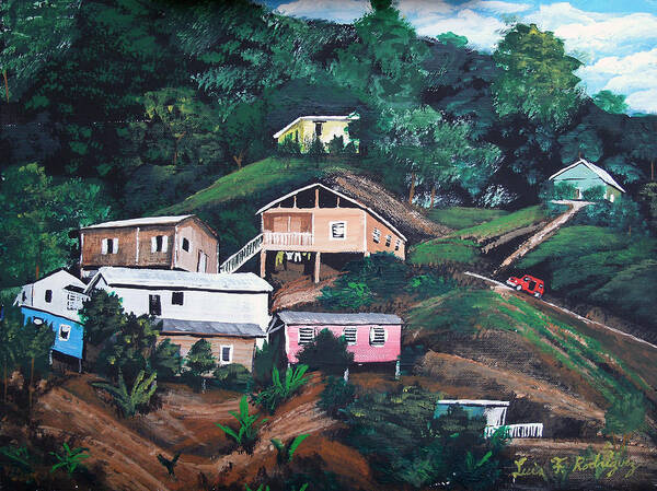Puerto Rico Art Print featuring the painting Puerto Rico Mountain View by Luis F Rodriguez