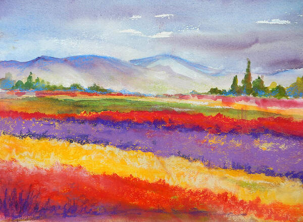 Fields Art Print featuring the painting Purple Fields by Caroline Patrick