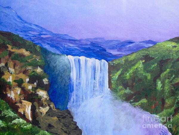 Landscape Art Print featuring the painting Purple Mountains by Saundra Johnson
