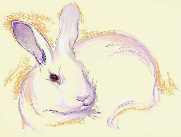 Rabbit Art Print featuring the pastel Rabbit with a Red Eye by MM Anderson