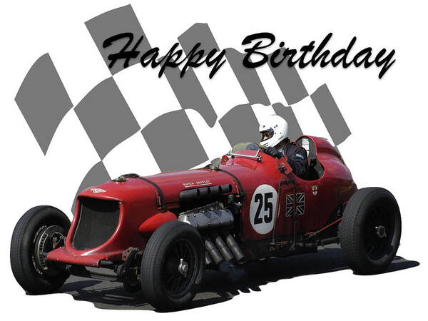 Racing Car Art Print featuring the photograph Racing Car Birthday Card 3 by John Colley