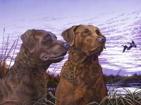 Chessie Art Print featuring the painting Ragen and Sady by Anthony J Padgett