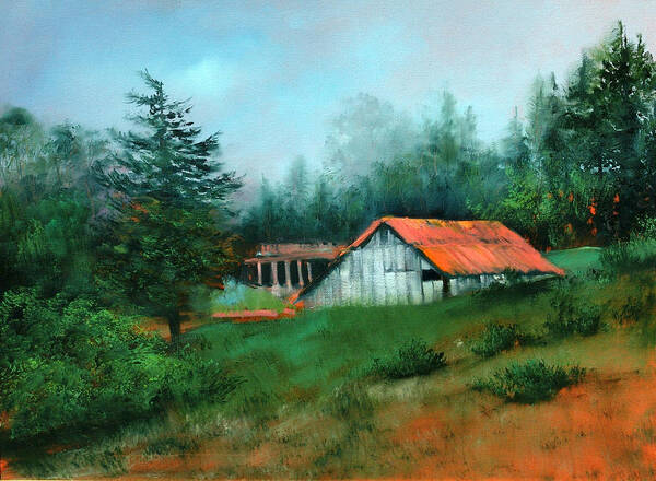 Forest Art Print featuring the painting Ragged Point Barn by Sally Seago