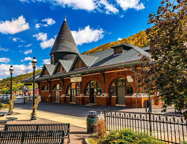 Autumn Art Print featuring the photograph Railroad Station in Jim Thorpe by Nick Zelinsky Jr