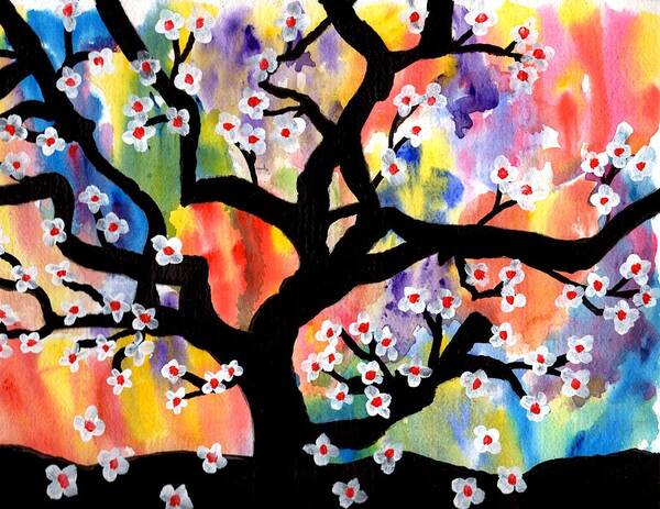 Rainbow Tree Art Print featuring the painting Rainbow Tree by Connie Valasco