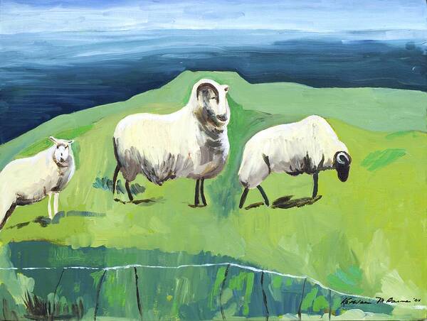  Art Print featuring the painting Ram on a Hill by Kathleen Barnes
