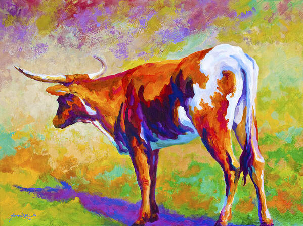 Longhorn Art Print featuring the painting Range Rover II - Texas Longhorn by Marion Rose