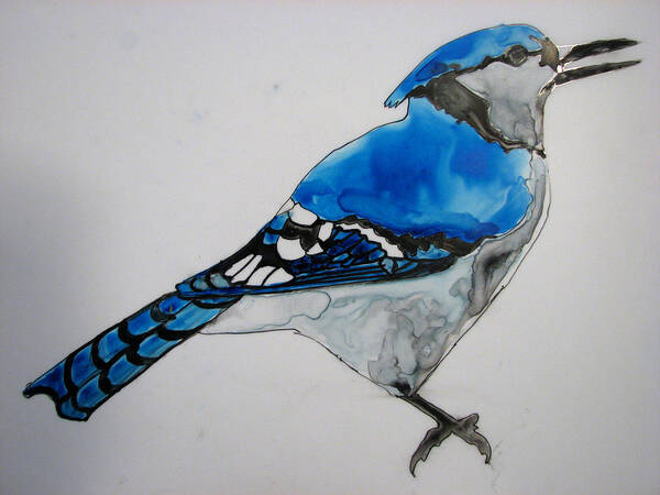 Birds Art Print featuring the painting Ready Blue by Patricia Arroyo