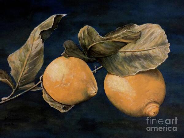 Lemons Art Print featuring the painting Ready for Picking by Judy Kirouac