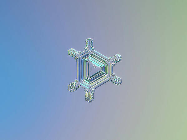 Snowflake Art Print featuring the photograph Real snowflake photo - Emerald by Alexey Kljatov