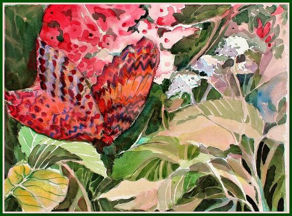 Butterfly Art Print featuring the painting Red Butterfly by Mindy Newman