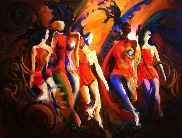 Red Harmony Dance Dancing Movement Dancers Irish Art Print featuring the painting Red by Georg Douglas