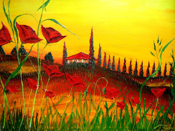  Art Print featuring the painting Red Poppies Of Tuscany #2 by James Dunbar