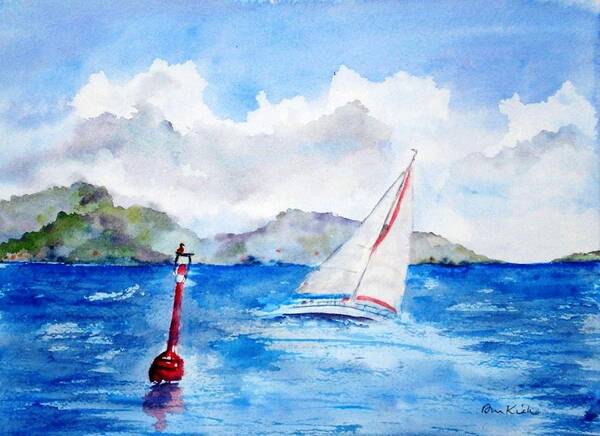 Sailing Art Print featuring the painting Red Right Returning by Diane Kirk