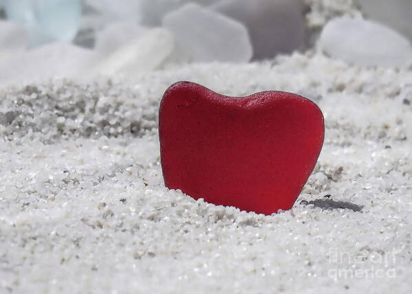 Love Art Print featuring the photograph Red Sea Glass by Janice Drew