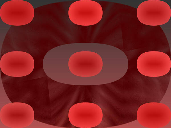 Rithmart Abstract Red Organic Random Computer Digital Shapes Abstract Predominantly Red Art Print featuring the digital art Red.780 by Gareth Lewis