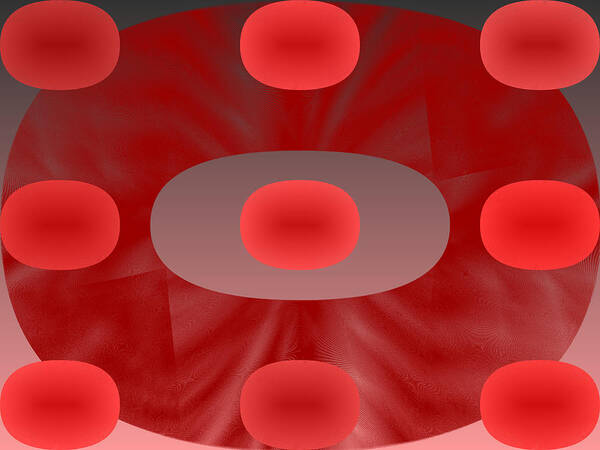Rithmart Abstract Red Organic Random Computer Digital Shapes Abstract Predominantly Red Art Print featuring the digital art Red.782 by Gareth Lewis