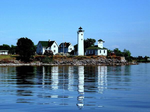 Thousand Islands Art Print featuring the photograph Reflections at Tibbetts Point Lighthouse by Dennis McCarthy