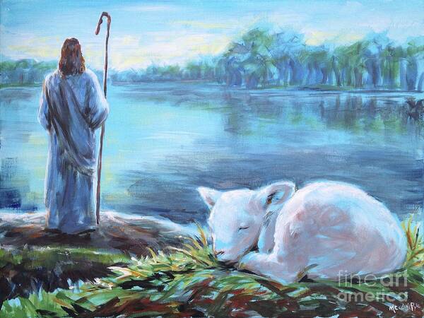 Lamb Art Print featuring the painting Rest in the Lord by Melani Pyke