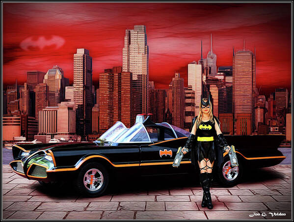 Bat Woman Art Print featuring the photograph Retro Bat Woman by Jon Volden